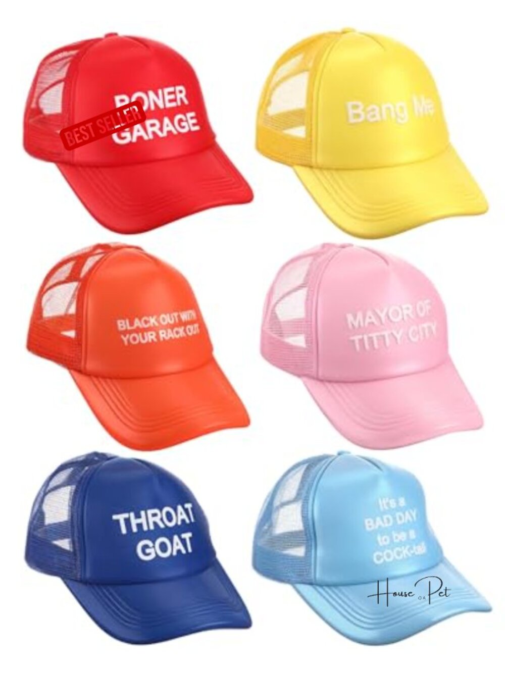 6 Pack Funny Trucker Hats for Women Adjustable Snapback Mesh Baseball Cap Gag